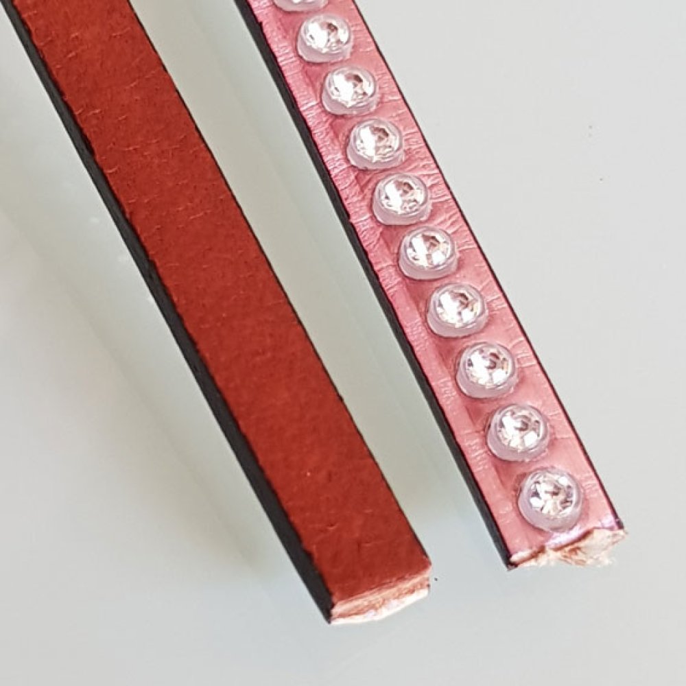 Läderspegel Rosa metall 06 mm Swarovski Strass per 20 cm