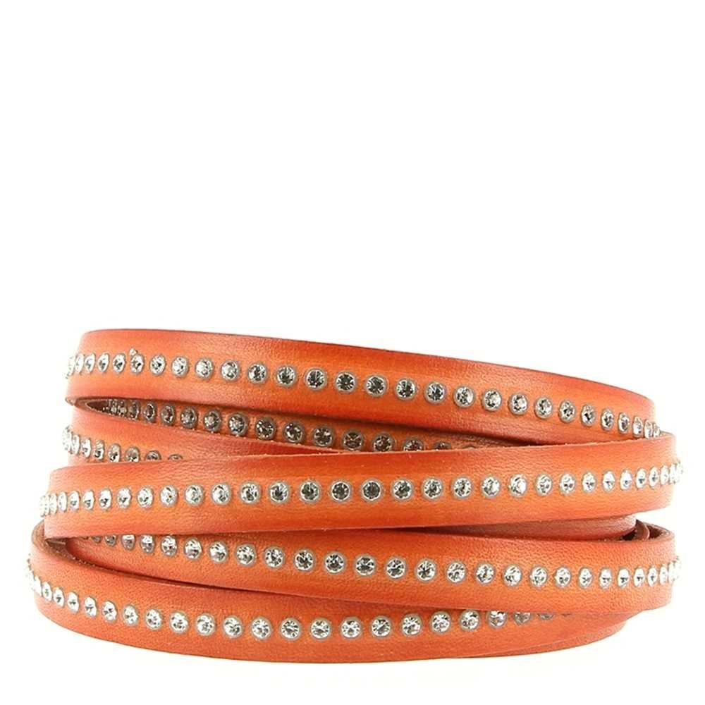 Orangefärgat läder med 10 mm Swarovski strass per 20 cm