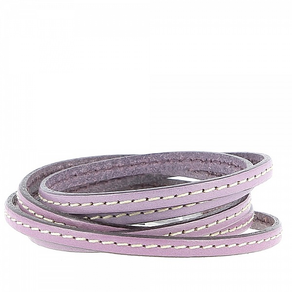 Platt kalvl&auml;der lila 05 mm x 20 cm Sydd 1 vit tr&aring;d