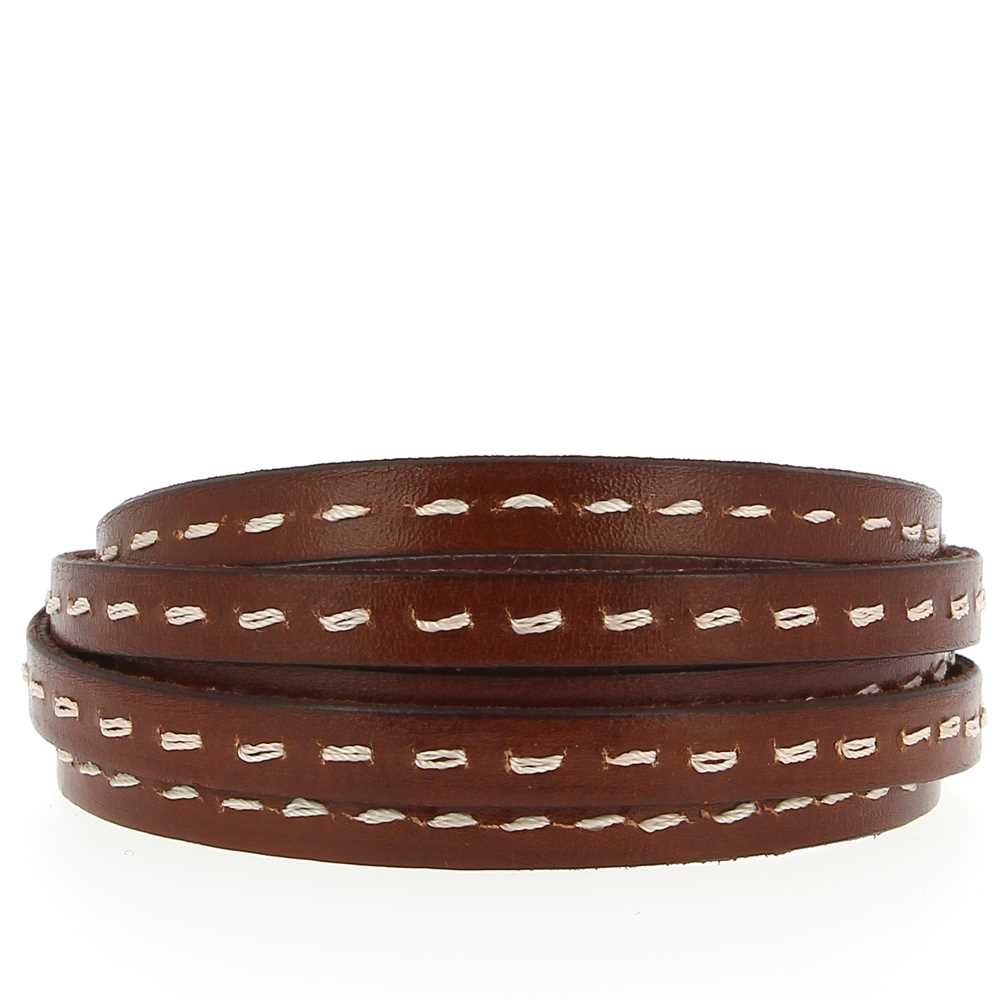Platt safari kalvläder 10 mm x 20 cm Sydd med 1 vit tråd