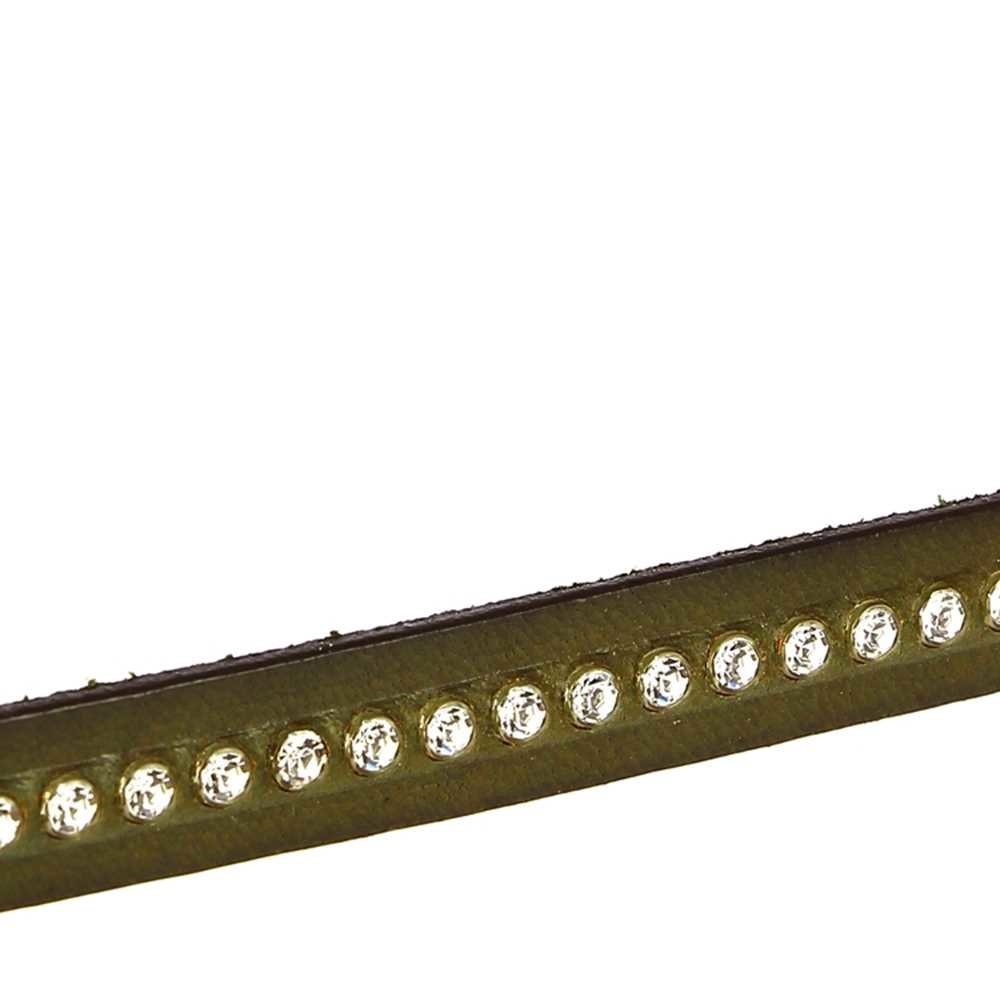 Militärgrönt läder 10 mm Swarovski Strass per 20 cm