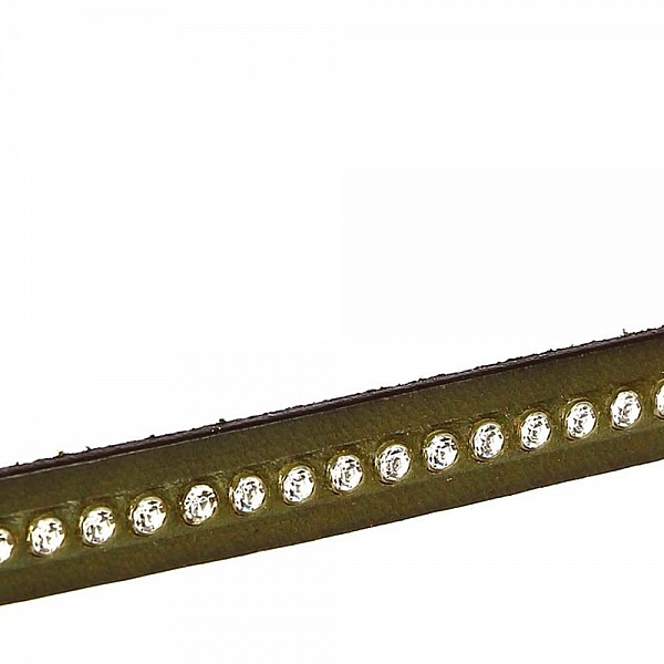 Milit&auml;rgr&ouml;nt l&auml;der 10 mm Swarovski Strass per 20 cm