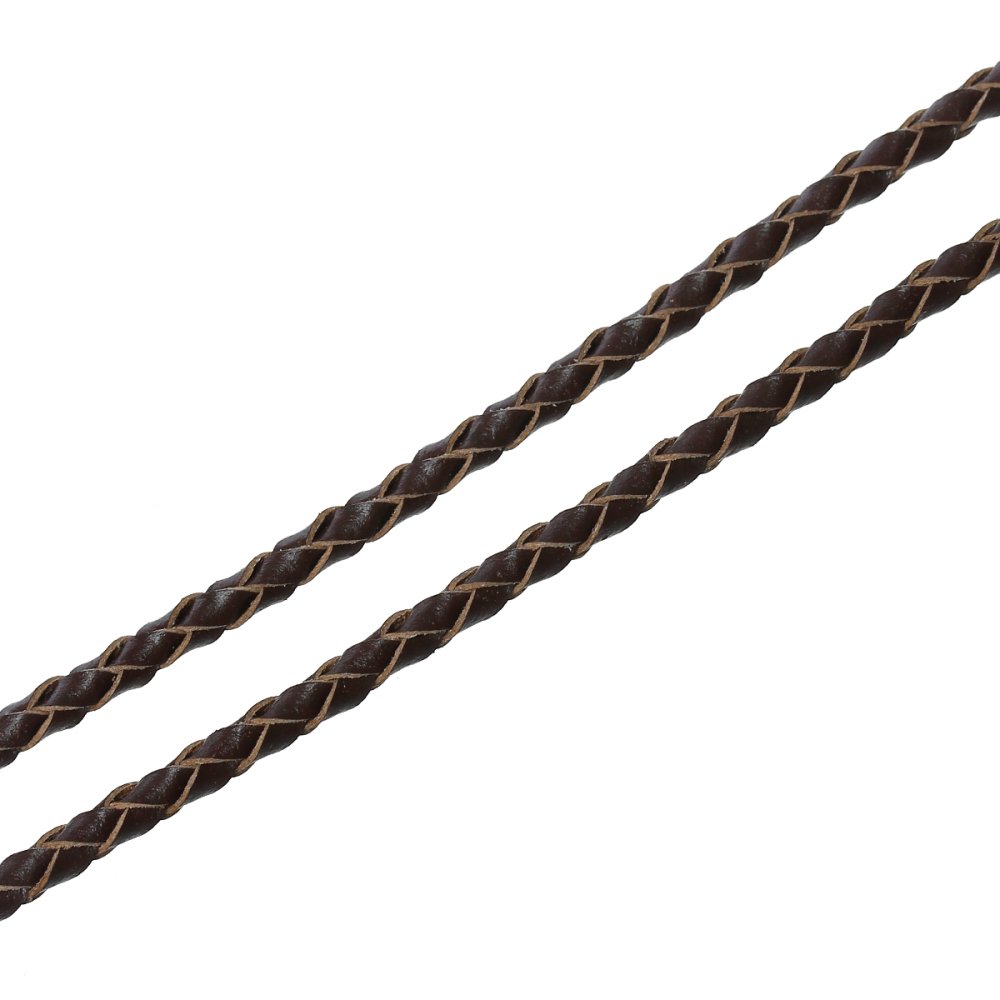 Rundt flätad läder Coffee 03 mm x 2 meter