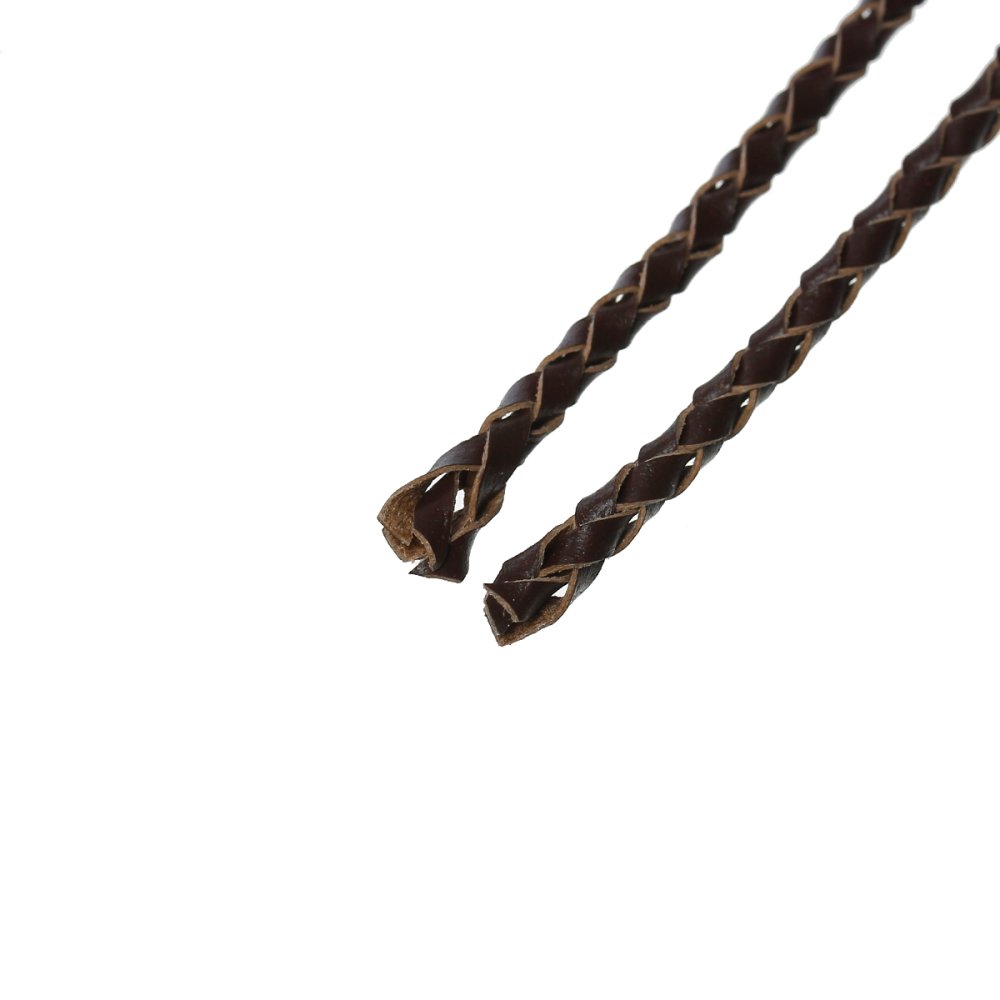 Rundt flätad läder Coffee 03 mm x 2 meter