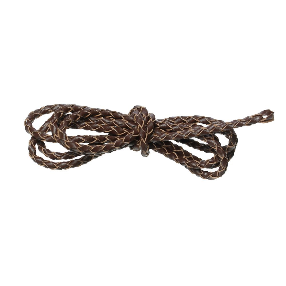Rundt flätad läder Coffee 03 mm x 2 meter