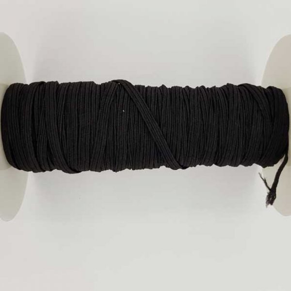 Platt mask elastisk 5 mm svart nr 03 per meter