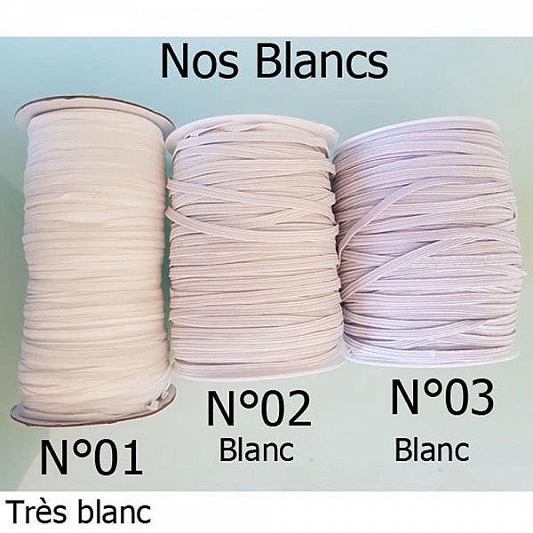 Platt elastisk 5 mm vit N&deg;03 X 10 meter