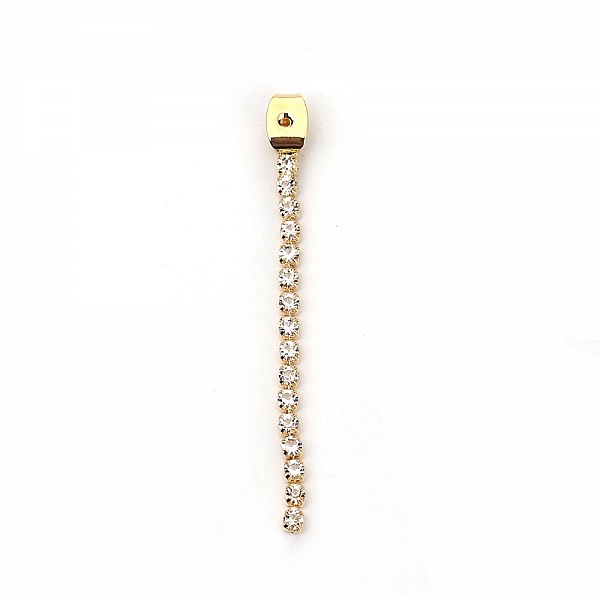 Embout de Boucles d'Oreilles N&deg;02 en Cuivre Plaqu&eacute; Or V&eacute;ritable &agrave; Strass Transparent