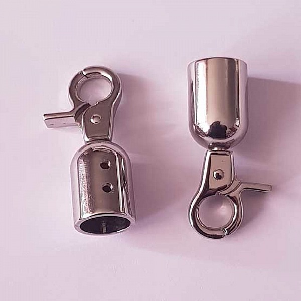 Embout &agrave; coller pour cordon 15 mm avec mousqueton Argent Vieilli