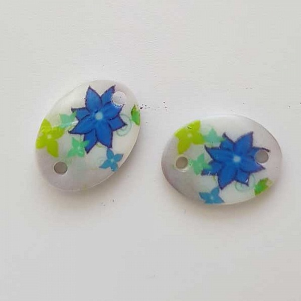 Entre deux fantaisie Ovale &agrave; fleurs 20x14 mm N&deg;03