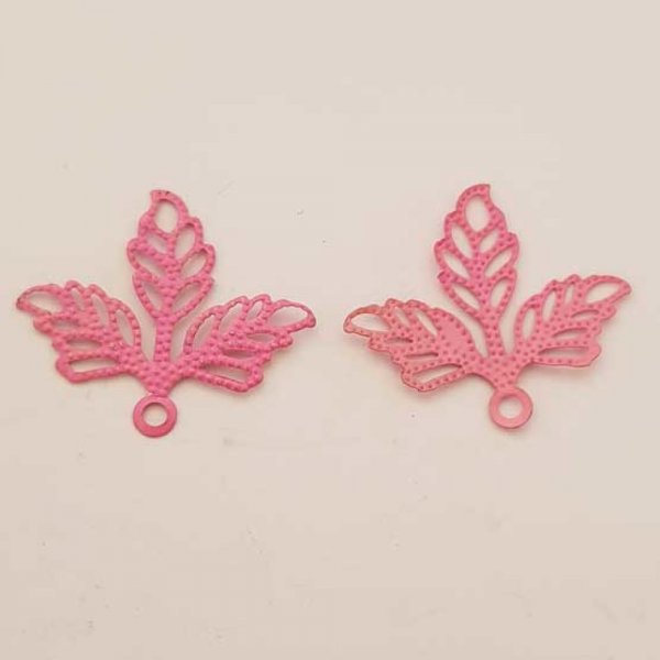 Estampe N&deg;08 Feuille Rose 23 x 25 mm