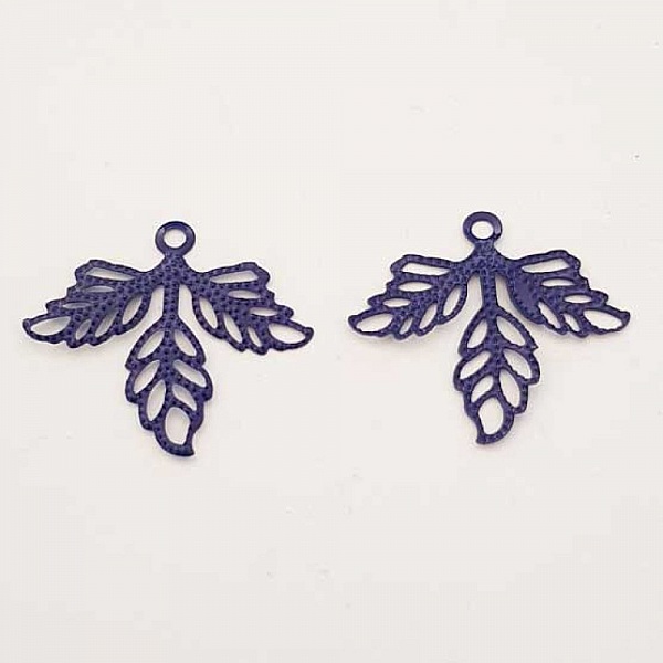 Estampe N&deg;08 Feuille Bleu 23 x 25 mm