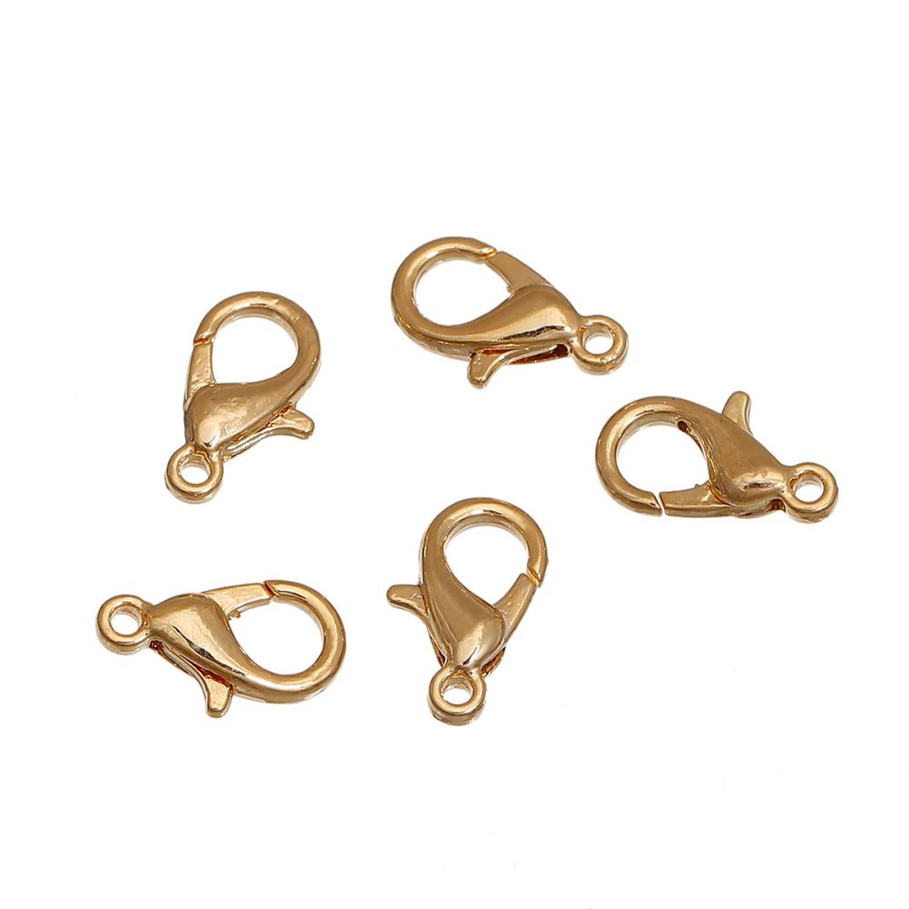 Hummerlås 12 x 7 mm äkta guldpläterat 14K