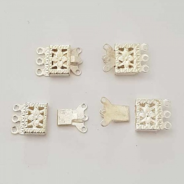 Fermoir rectangulaire Multi-Rangs Argent N&deg;04