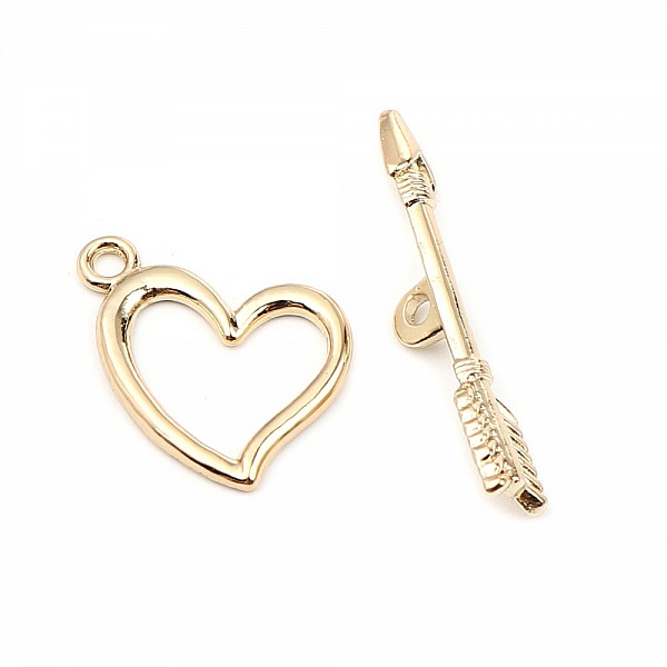 16K guldpl&auml;terade Toggle Clasps hj&auml;rta och pil design N&deg;01