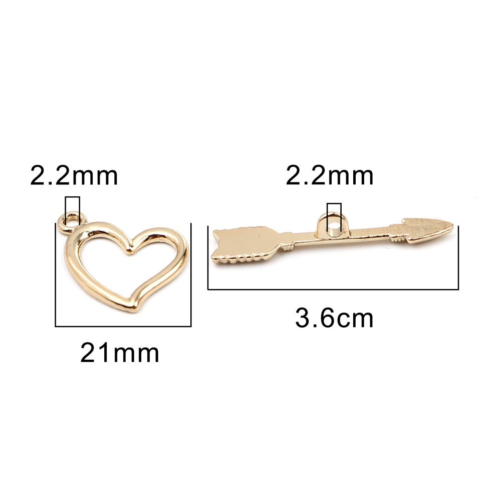16K guldpläterade Toggle Clasps hjärta och pil design N°01