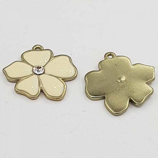 Emaljerad metallblomma 25 mm elfenben