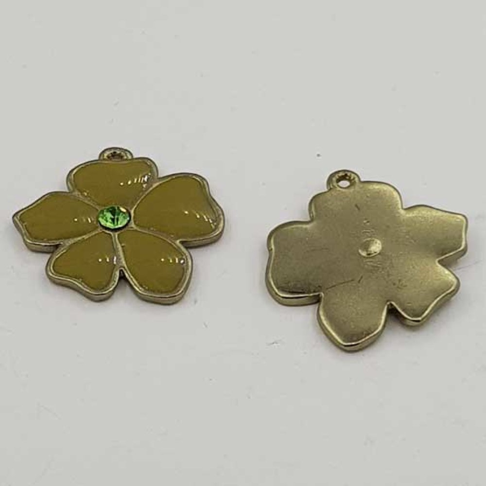 Emaljerad metallblomma 25 mm kaki