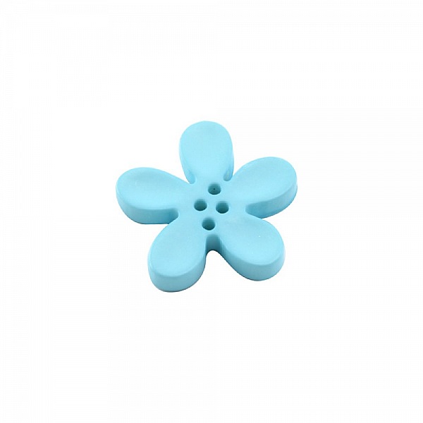 Fleur Orchid&eacute;e r&eacute;sine 4 trous 20 x 3 mm Aquamarine