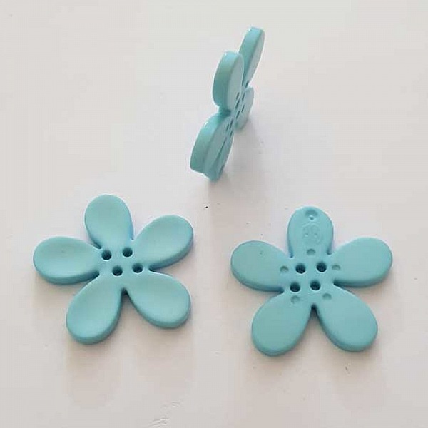 Fleur Orchid&eacute;e r&eacute;sine 4 trous 30 x 3 mm Aquamarine 02