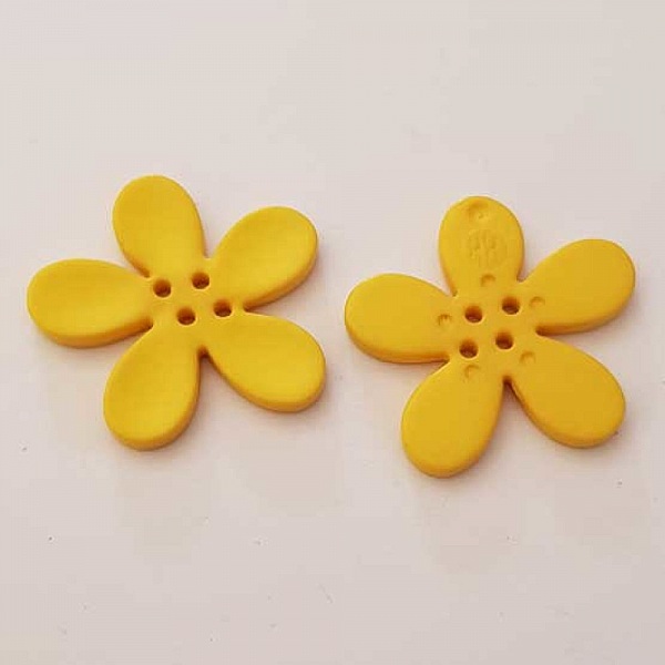 Fleur Orchid&eacute;e r&eacute;sine 4 trous 40 x 3 mm Jaune
