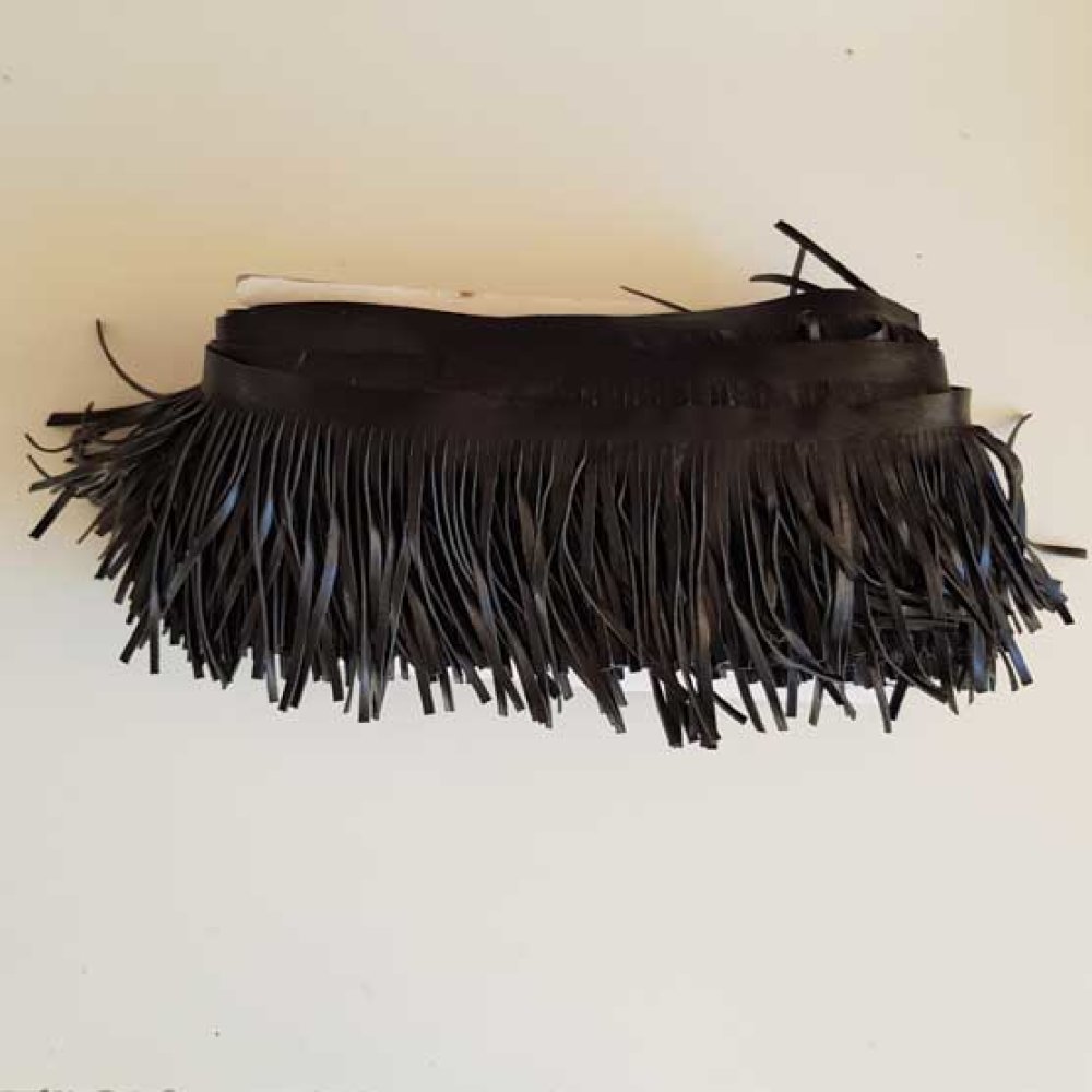 10cm bred svart konstläder fransar