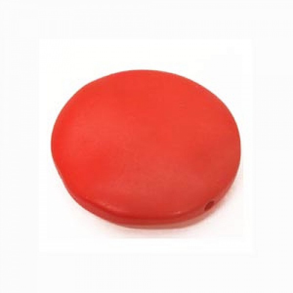 Galet plat r&eacute;sine rond 27 x 8 mm effet cuir Rouge
