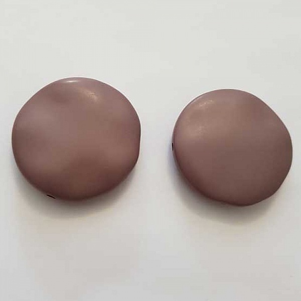 Galet plat r&eacute;sine rond 40 x 10 mm effet cuir Taupe