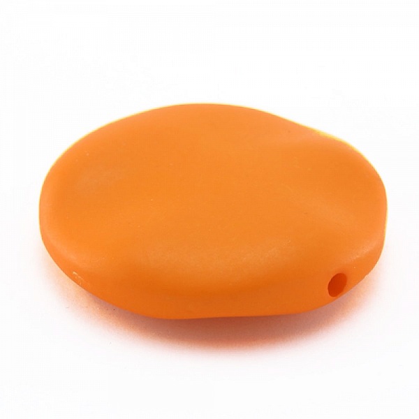 Galet plat r&eacute;sine rond 27 x 8 mm effet cuir Orange