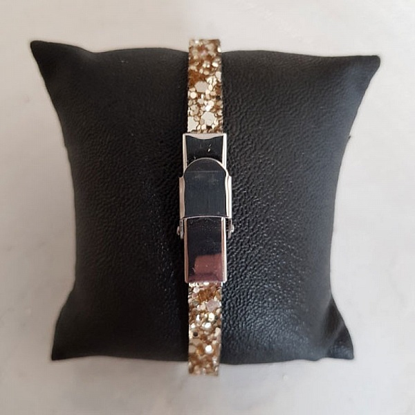 06 mm guldglitterband med l&auml;derfoder per 20 cm