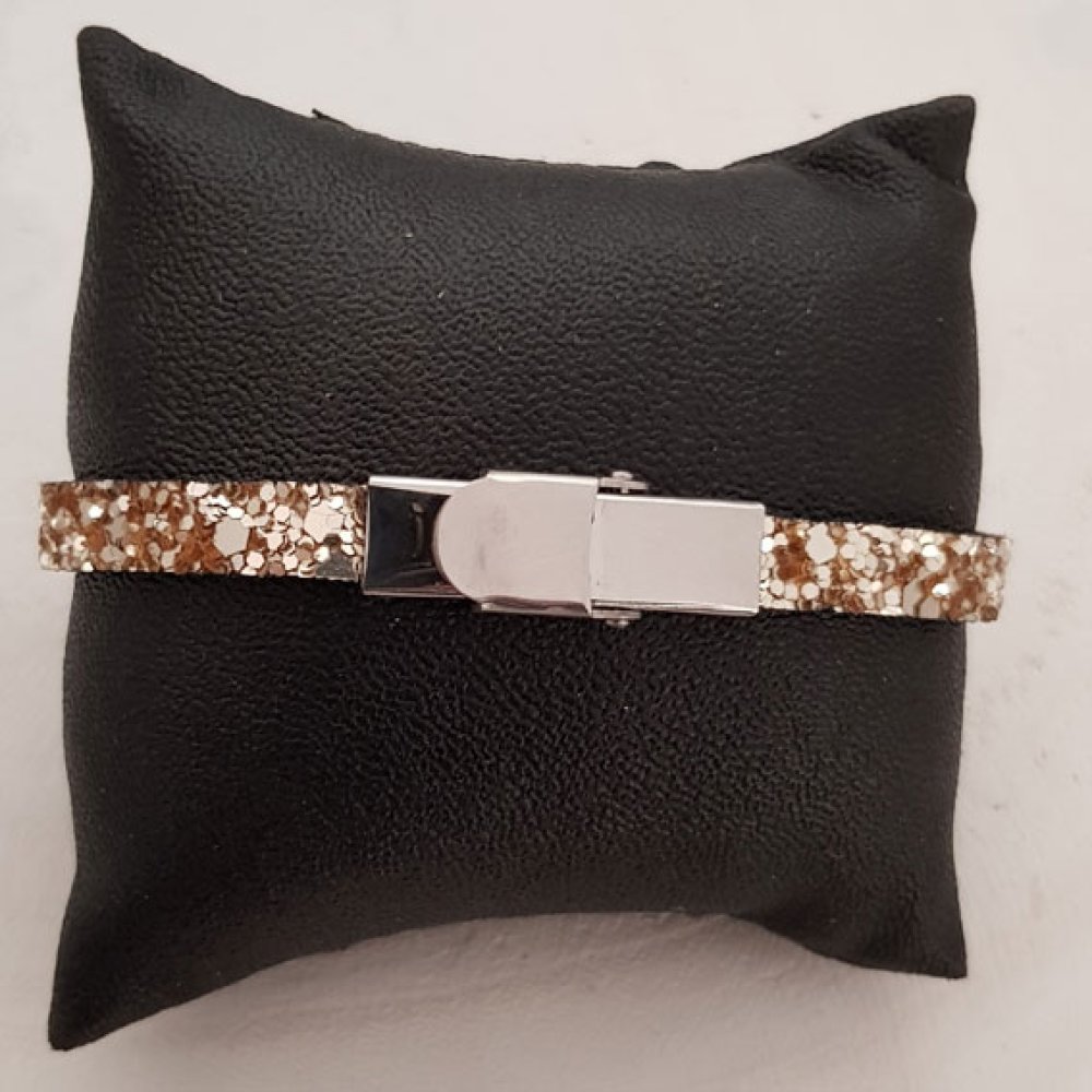 10 mm guldglitterband med läderfoder per 20 cm