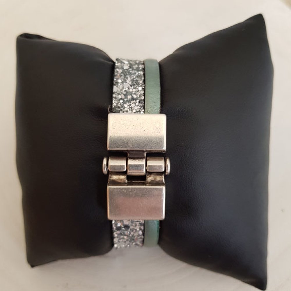 10 mm guldglitterband med läderfoder per 20 cm