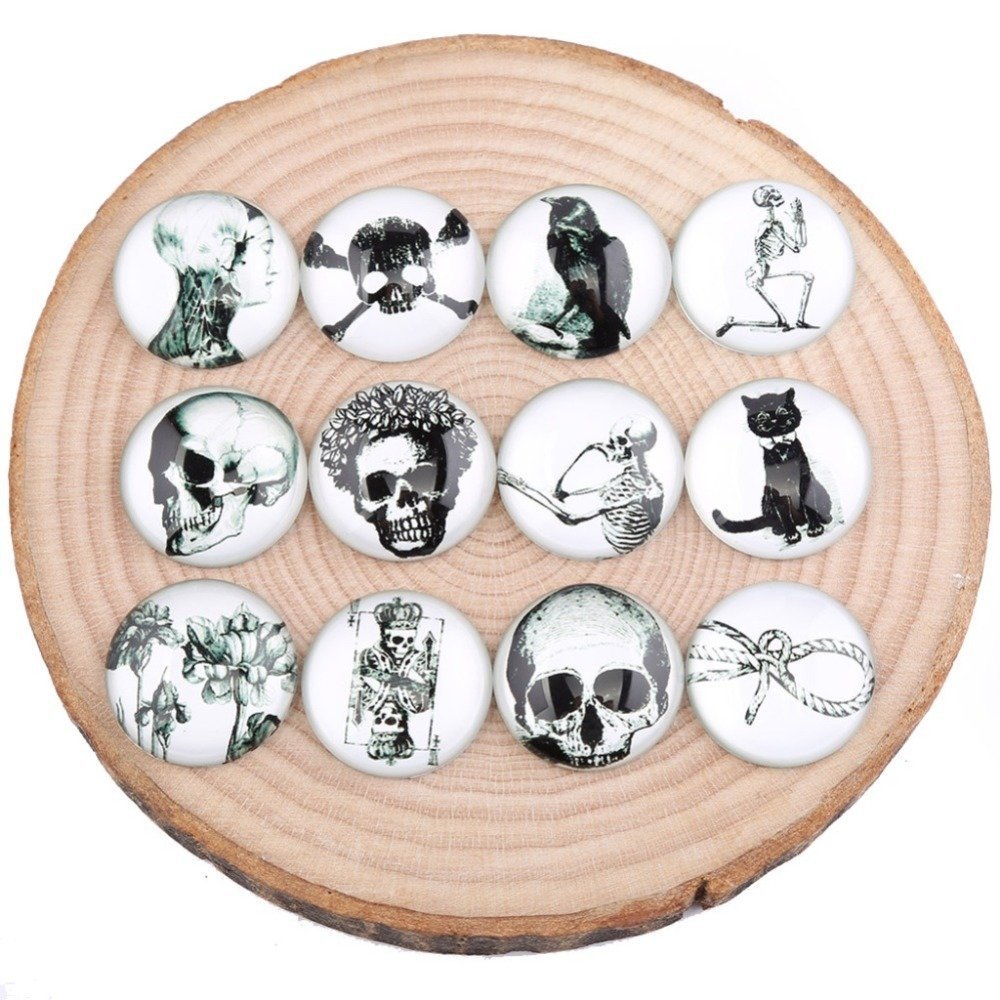 Set med 20 runda glascabochoner 25 mm Crane Halloween