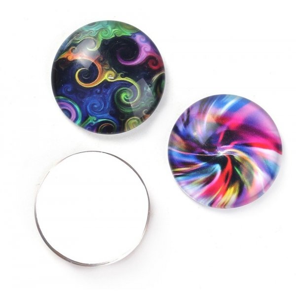 Lot 20 glascabochoner runda 25 mm 95108