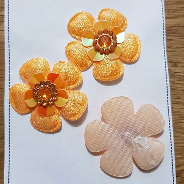 Upps&auml;ttning med 3 blommor 5 kronblad Orange tyger