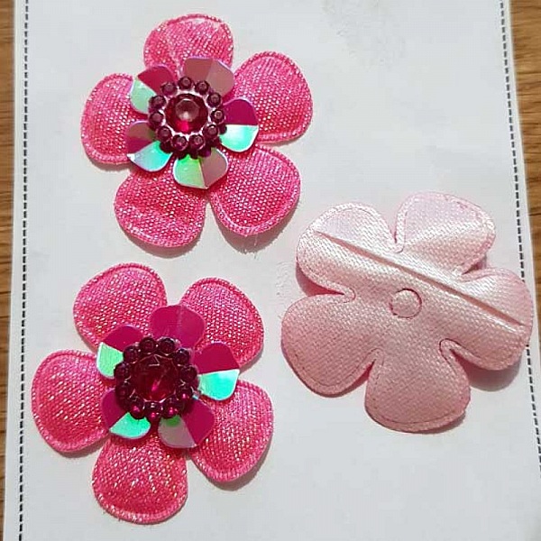 Set med 3 blommor 5 kronblad Fushia Fabrics