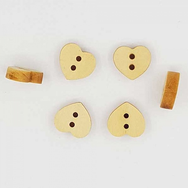 Lot de 10 boutons bois c&oelig;urs N&deg;01