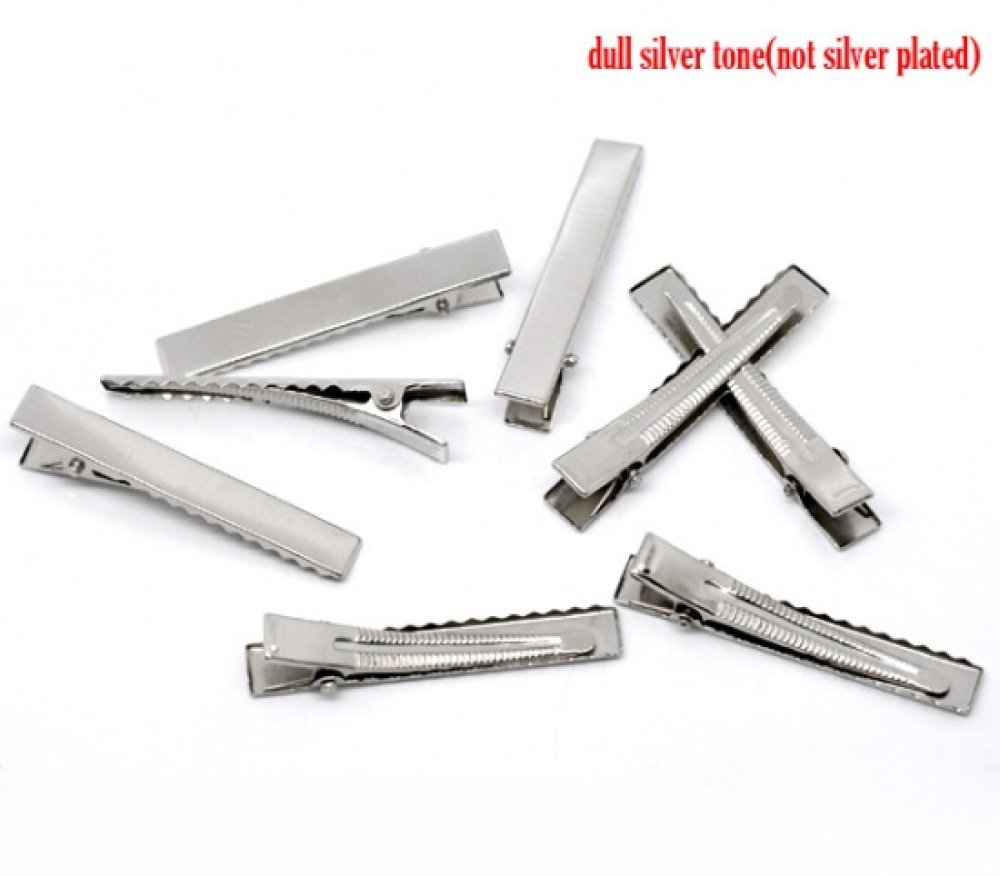 Set med 10 krokodilklämmor - Silver 56 mm x 8 mm