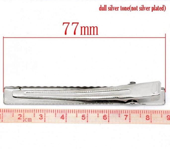 Set med 10 krokodilkl&auml;mmor - Silver 75 mm x 9 mm