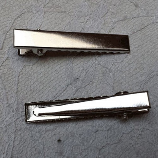 Lot de 10 &eacute;pingles cheveux pinces barrettes Crocodiles - Couleur Argent 45 mm x 8 mm