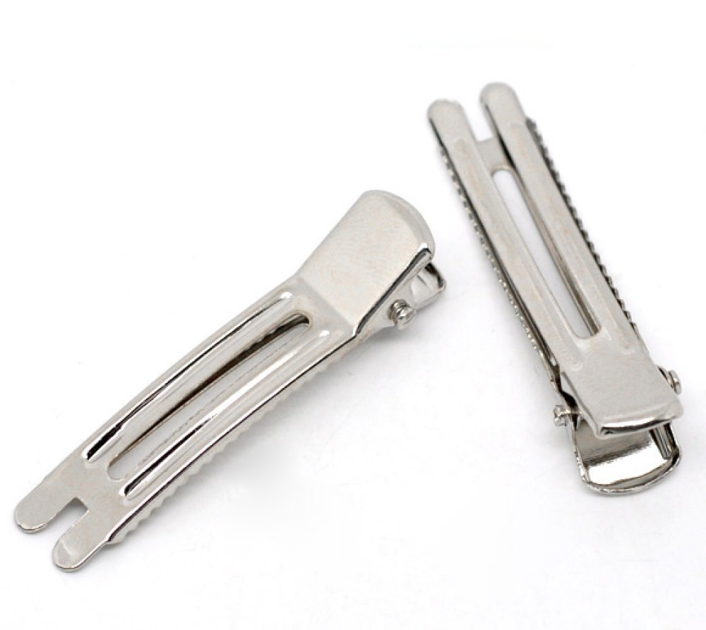 Uppsättning med 30 hårnålar krokodilklämmor - silverfärg 47 mm x 12 mm.