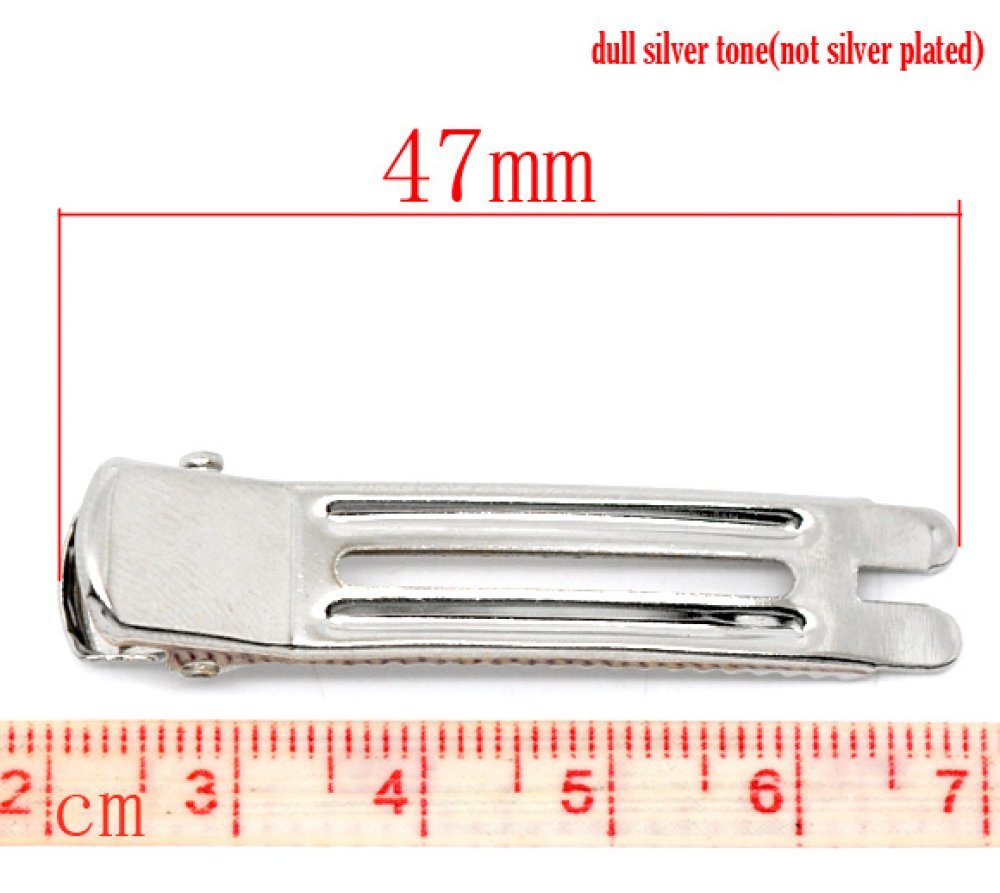 Uppsättning med 30 hårnålar krokodilklämmor - silverfärg 47 mm x 12 mm.