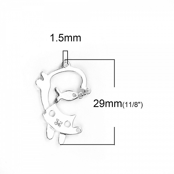 Paket med 5 Zinklegering Cat Charms No. 3 Silver Fish Cat 29 mm x 19 mm