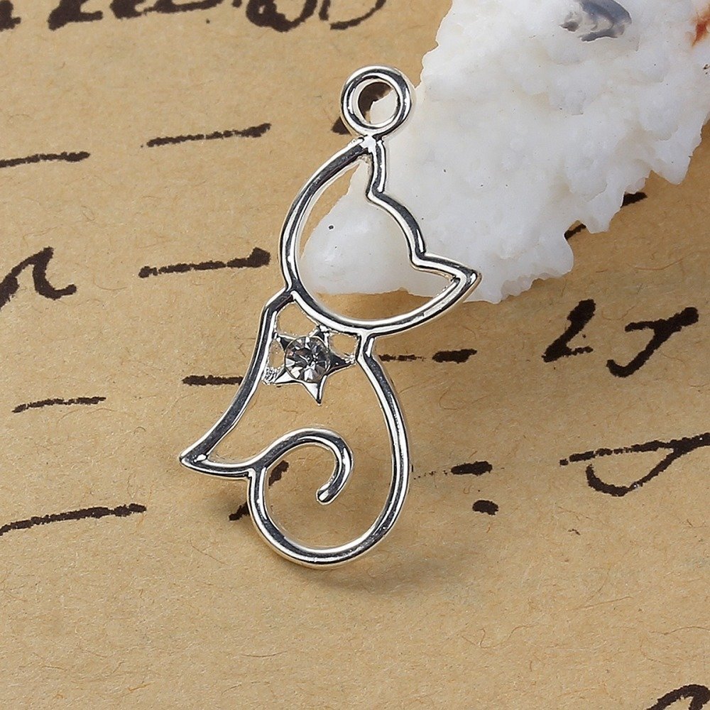 Set med 5 Cat Charms N°2 Silver 29 mm x 13 mm