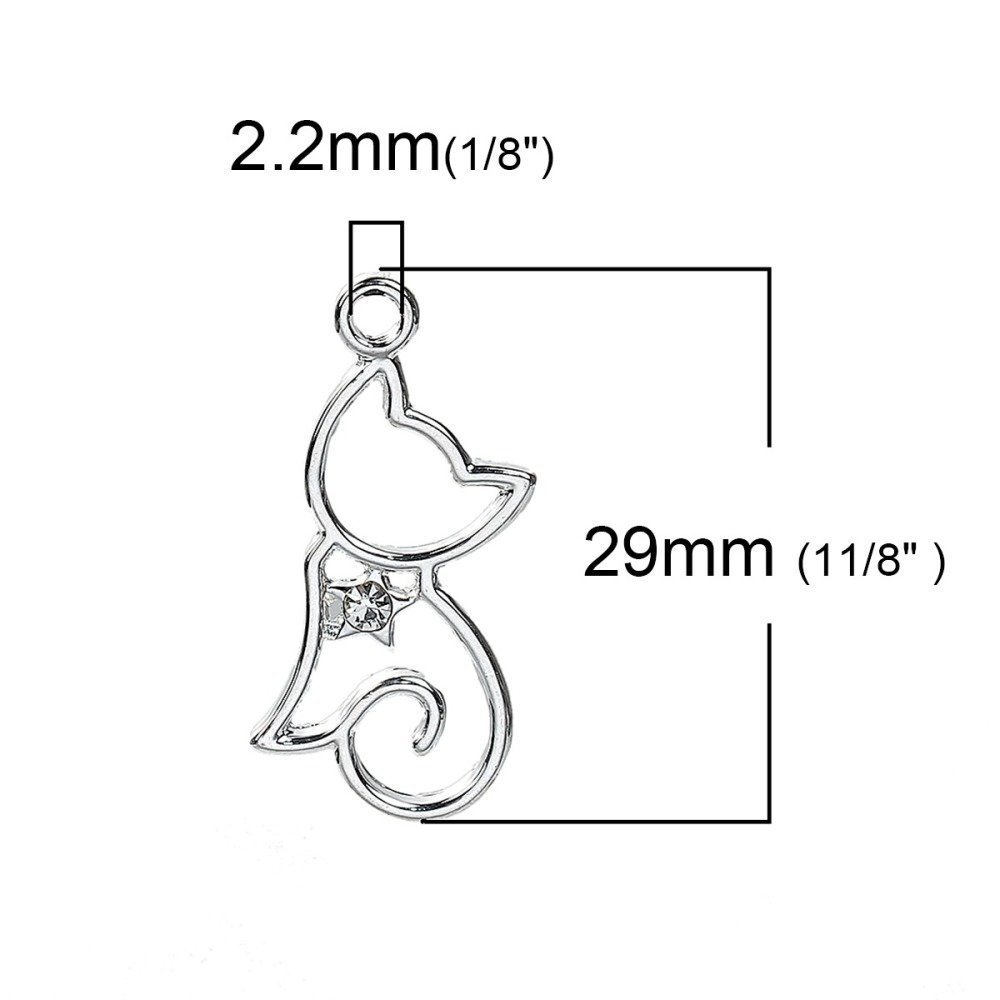 Set med 5 Cat Charms N°2 Silver 29 mm x 13 mm