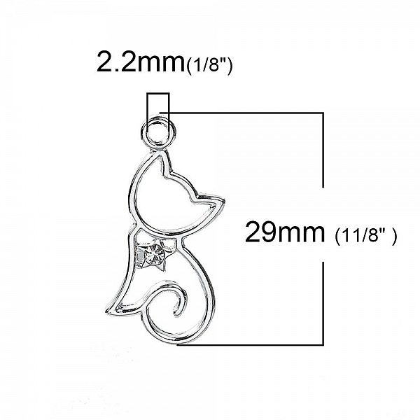 Set med 5 Cat Charms N&deg;2 Silver 29 mm x 13 mm