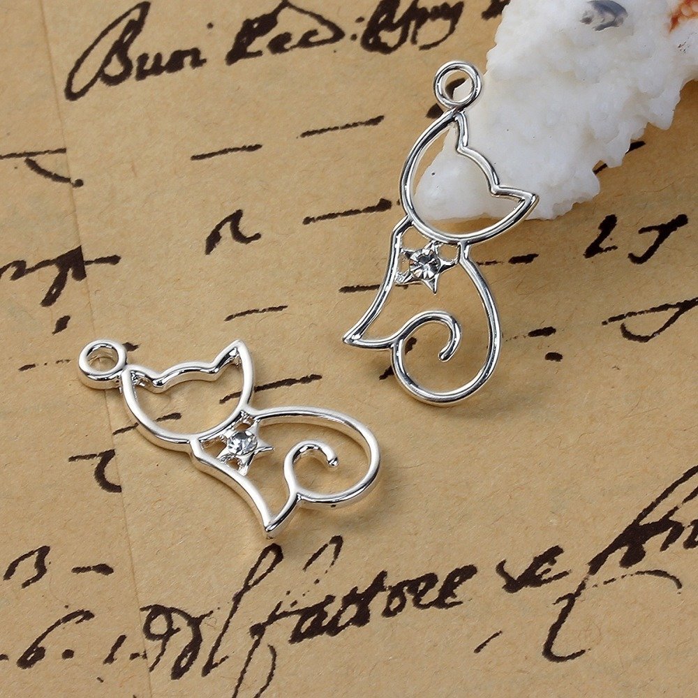 Set med 5 Cat Charms N°2 Silver 29 mm x 13 mm