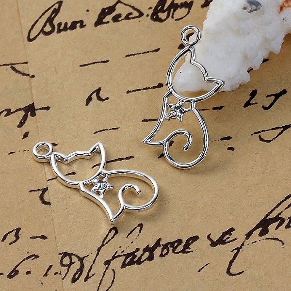 Set med 5 Cat Charms N&deg;2 Silver 29 mm x 13 mm