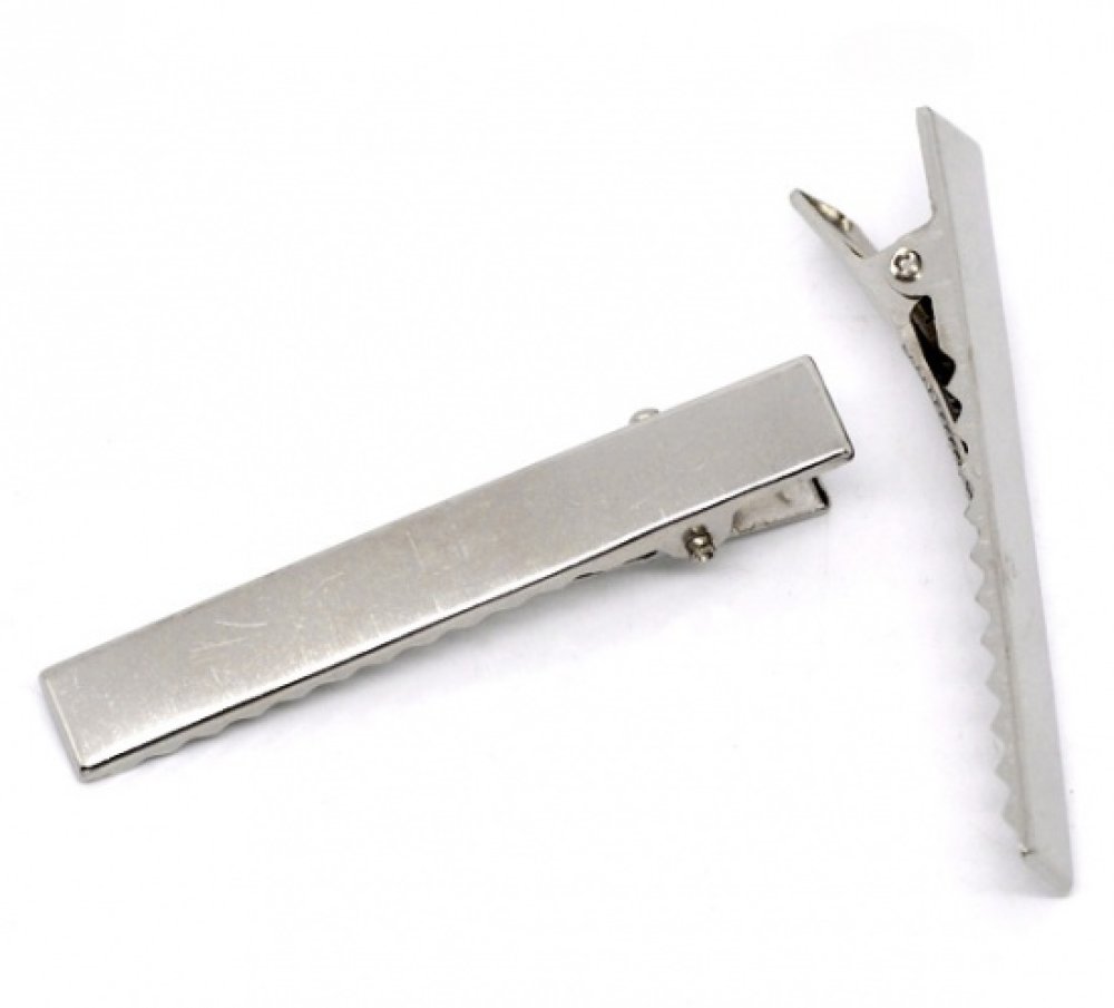 5 krokodilklämmor - Silver 56 mm x 8 mm
