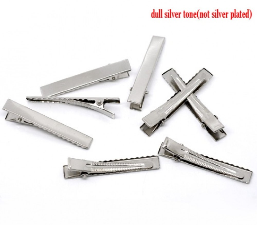 5 krokodilklämmor - Silver 56 mm x 8 mm